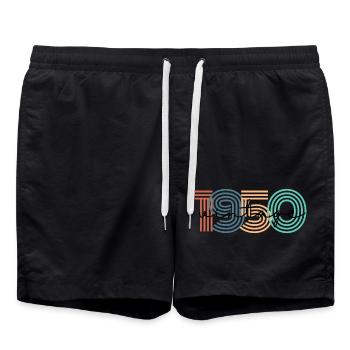 1950's Vintage Retro - Swim Trunks - black - Front - AI Model Male 185 light (185cm)