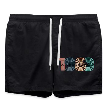 1963 Vintage Retro - Swim Trunks - black - Front - AI Model Male 185 light (185cm)