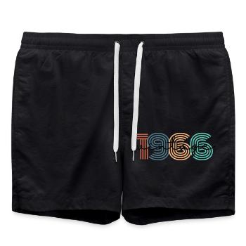 1966 Vintage Retro - Swim Trunks - black - Front - AI Model Male 185 light (185cm)