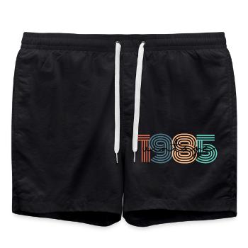 1985 vintage rétro - Short de bain - noir - Devant - AI Model Male 185 light (185cm)