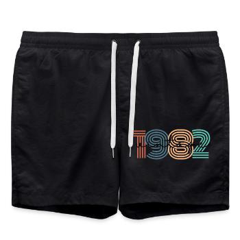 1982 Vintage Retro - Badeshorts - Schwarz - Vorne - AI Model Male 185 light (185cm)