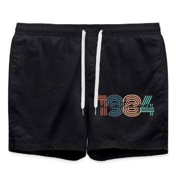1984 Vintage Retro - Badeshorts - Schwarz - Vorne - AI Model Male 185 light (185cm)