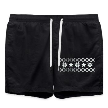 Motif Norvège d’hiver - Short de bain - noir - Devant - AI Model Male 185 light (185cm)