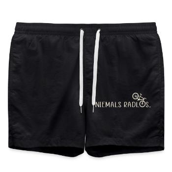 Niemals Radlos Fahrrad Spruch Humor - Badeshorts - Schwarz - Vorne - AI Model Male 185 light (185cm)