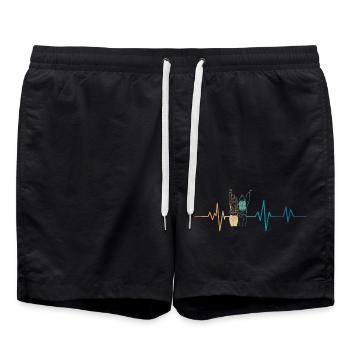 Battement de coeur rétro amitié - Short de bain - noir - Devant - AI Model Male 185 light (185cm)
