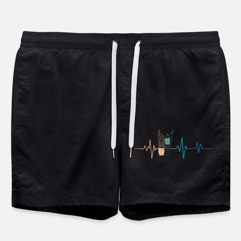 Retro Heartbeat Friendship - Swim Trunks - black