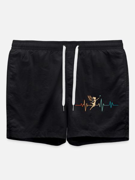 Retro Fairy Heartbeat - Swim Trunks - black