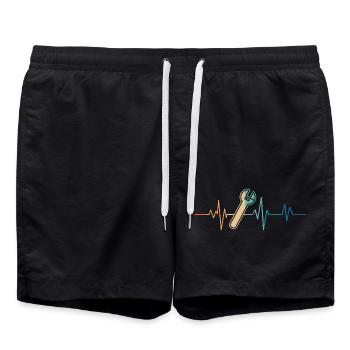 Retro Heartbeat Adjustable Wrench - Swim Trunks - black - Front - AI Model Male 185 light (185cm)