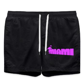 Miami USA Flamingo Vogel Amerika Florida Reisen - Badeshorts - Schwarz - Vorne - AI Model Male 185 light (185cm)