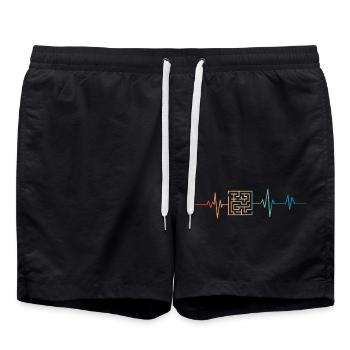 Battement de coeur rétro labyrinthe - Short de bain - noir - Devant - AI Model Male 185 light (185cm)