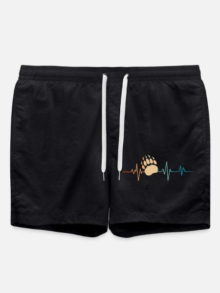 Heartbeat Retro Paws Bear - Swim Trunks - black