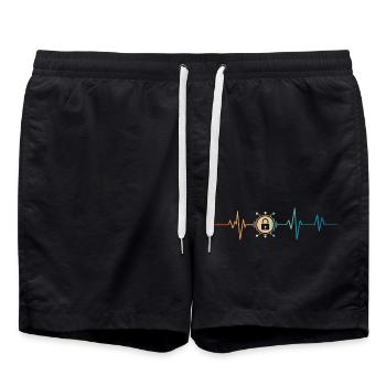 Retro Heartbeat Cyber Security - Swim Trunks - black - Front - AI Model Male 185 light (185cm)