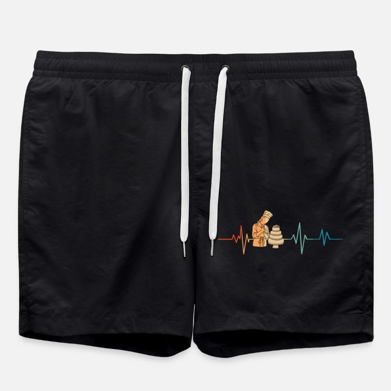 Retro Pastry Heartbeat - Swim Trunks - black