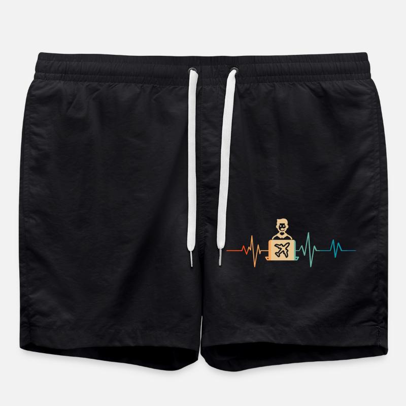 Heartbeat Retro Travel Agent - Swim Trunks - black
