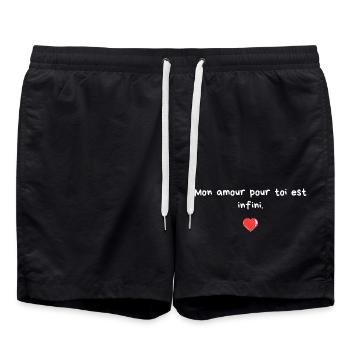 My love for you is infinite - couple gift idea - Swim Trunks - black - Front - AI Model Male 185 light (185cm)