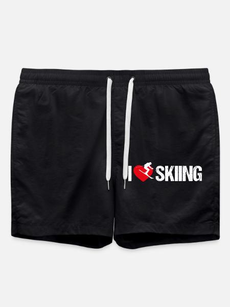 I love skiing - Swim Trunks - black