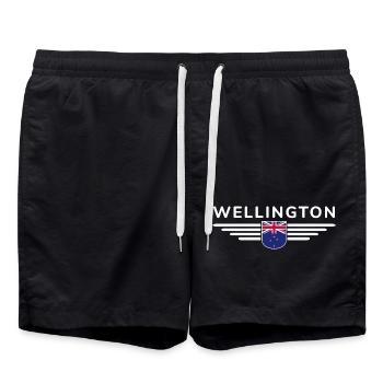 Ich liebe Neuseeland, Eleganz Stil Design T-Shirt - Badeshorts - Schwarz - Vorne - AI Model Male 185 light (185cm)