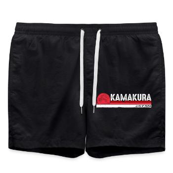 Kamakura Japon Vintage Retro Design pour le Japon - Short de bain - noir - Devant - AI Model Male 185 light (185cm)