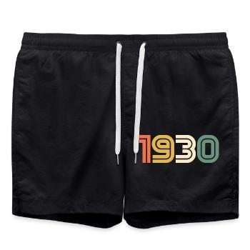 Geburtsjahr Sport 1930 - Badeshorts - Schwarz - Vorne - AI Model Male 185 light (185cm)