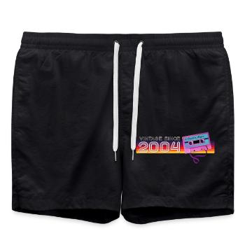 Vintage seit 2004 Nostalgik & Vintage Musik - Badeshorts - Schwarz - Vorne - AI Model Male 185 light (185cm)