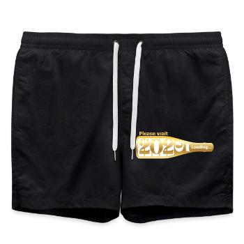 Please Wait 2025 Loading Witziges Silvester Design - Badeshorts - Schwarz - Vorne - AI Model Male 185 light (185cm)