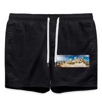 Formation rocheuse de Dingli près des falaises de Dingli, Malte - Short de bain - noir - Devant - AI Model Male 185 light (185cm)