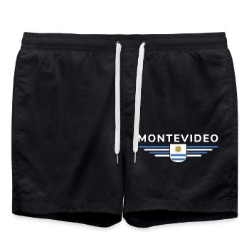 Montevideo Design – For Fans & Travelers - Swim Trunks - black - Front - AI Model Male 185 light (185cm)