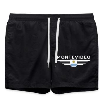 Montevideo Design – For Fans & Travelers - Swim Trunks - black - Front - AI Model Male 185 light (185cm)