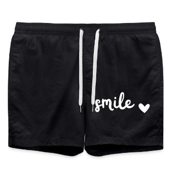 smile Schriftzug mit Herz - Badeshorts - Schwarz - Vorne - AI Model Male 185 light (185cm)