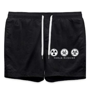 Human Blessing - Weiß - Badeshorts - Schwarz - Vorne - AI Model Male 185 light (185cm)