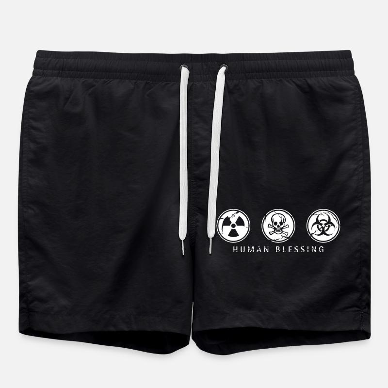 Human Blessing - White - Swim Trunks - black