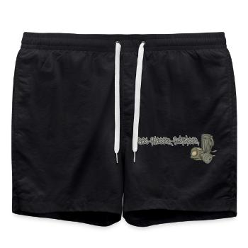 Gas Water Shit // Illustration - Swim Trunks - black - Front - AI Model Male 185 light (185cm)
