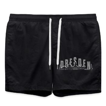 Dresden Skyline - Badeshorts - Schwarz - Vorne - AI Model Male 185 light (185cm)