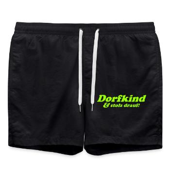 Dorfkind und stolz drauf! - Badeshorts - Schwarz - Vorne - AI Model Male 185 light (185cm)