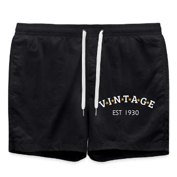 Vintage ist 1930er Jahre - Badeshorts - Schwarz - Vorne - AI Model Male 185 light (185cm)