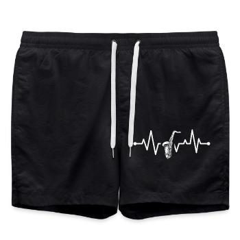 Herzschlag Saxophon - Badeshorts - Schwarz - Vorne - AI Model Male 185 light (185cm)