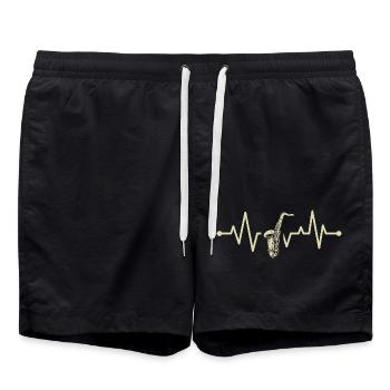 Herzschlag Saxophon - Badeshorts - Schwarz - Vorne - AI Model Male 185 light (185cm)