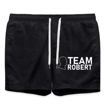 team robert kopf weiss - Badeshorts - Schwarz - Vorne - AI Model Male 185 light (185cm)