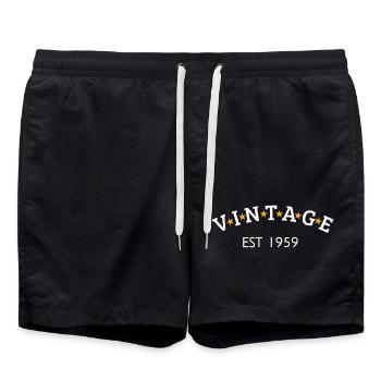 Jahrgang ist 1959 - Badeshorts - Schwarz - Vorne - AI Model Male 185 light (185cm)