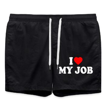 I love my job - Short de bain - noir - Devant - AI Model Male 185 light (185cm)
