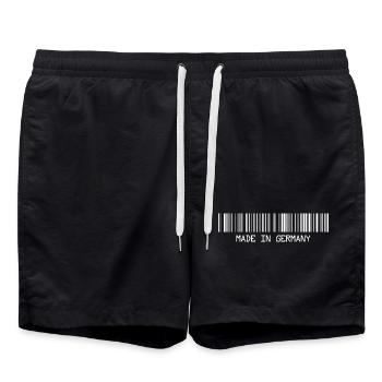 Made in Germany - Deutschland - Barcode - Strichco - Badeshorts - Schwarz - Vorne - AI Model Male 185 light (185cm)