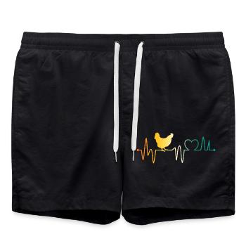 Hühner Herzschlag Henne - Badeshorts - Schwarz - Vorne - AI Model Male 185 light (185cm)