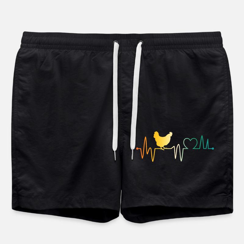 Hühner Herzschlag Henne - Badeshorts - Schwarz