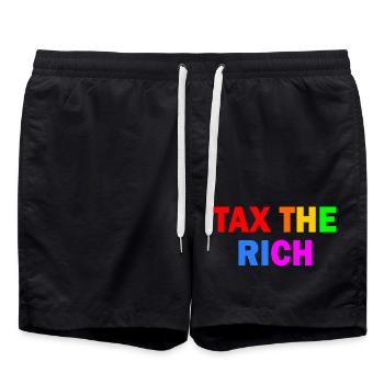 Tax the rich - Short de bain - noir - Devant - AI Model Male 185 light (185cm)