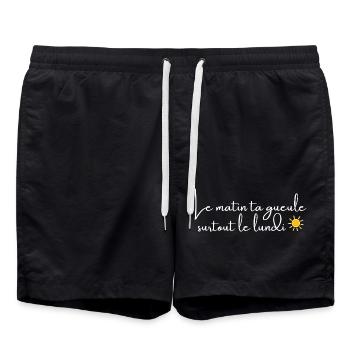 Le matin, ta gueule! - Short de bain - noir - Devant - AI Model Male 185 light (185cm)