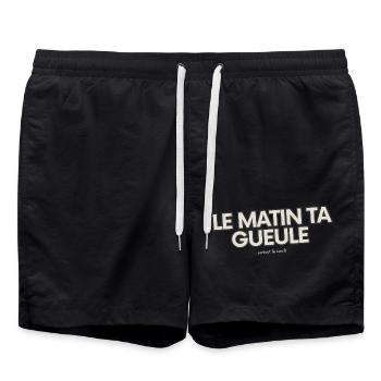 Le matin, ta gueule! - Short de bain - noir - Devant - AI Model Male 185 light (185cm)