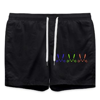3 Bunnies Team Three Colorful Friends Party Crew Cool - Swim Trunks - black - Front - AI Model Male 185 light (185cm)