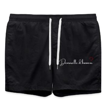Rotes Herz Brautjungfer - Badeshorts - Schwarz - Vorne - AI Model Male 185 light (185cm)