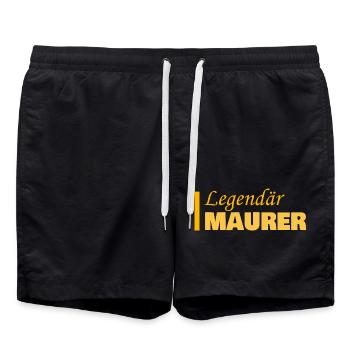 Profession : Maçon - Short de bain - noir - Devant - AI Model Male 185 light (185cm)