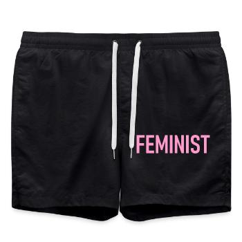 Féministe - Femmes - Droits des femmes - Short de bain - noir - Devant - AI Model Male 185 light (185cm)